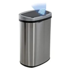 Special Discounted Price：BestOffice | 13 Gallon Trash Can with Lid | Automatic Touchless Garbage Can | Odor Control | Modern Oval Design | Easy to Clean | Stainless Steel | Fits Any Kitchen, Bathroom, Office or Home