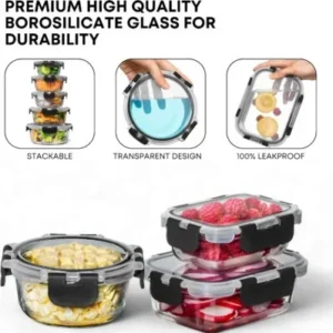 Special Discounted Price：Razab 30 PC Glass Food Storage Containers with Lids - Reusable Glass Meal Prep Containers for Lunch and Leftovers - Airtight & Leakproof Snap Locking Lids - Oven, Freezer, Microwave, Dishwasher Safe - Image 5